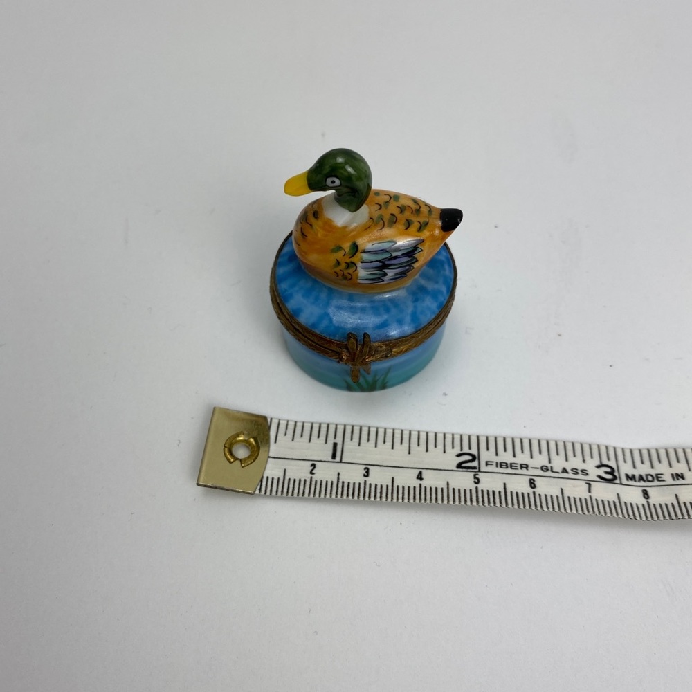GUC LIMOGES FRANCE MALLARD TRINKET BOX PEINT MAIN - Picture 6 of 6
